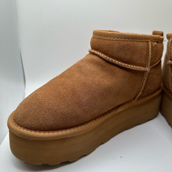 CUSHIONAIRE Women's Genuine Suede pull platform boot +Memory Foam 7 CHESTNUT - Picture 7 of 7